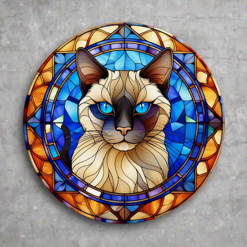Cat Siamese Glass Suncatcher Worktop Saver